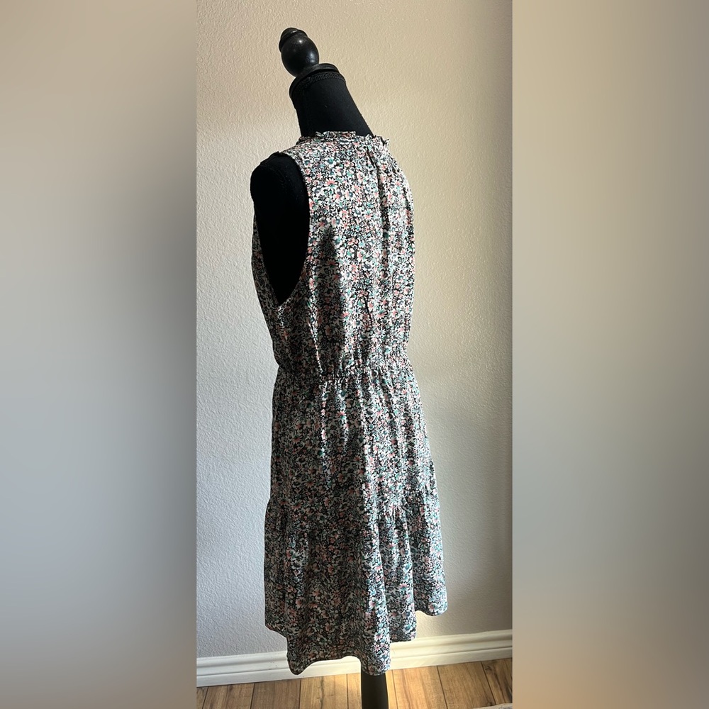 GAP Womens Floral Pattern Sleeveless Split Neck Mini Dress Ruffle Sz L Casual - Picture 5 of 10
